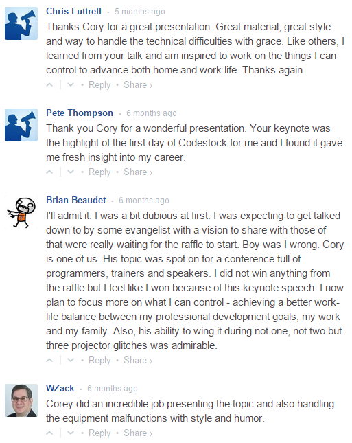 Cory House SpeakerRate Feedback
